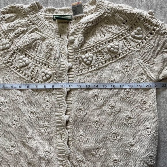 Lady Footlocker Casuals Cream Hand Knit 100% Silk Button Up Cardigan Sz L - Picture 12 of 16